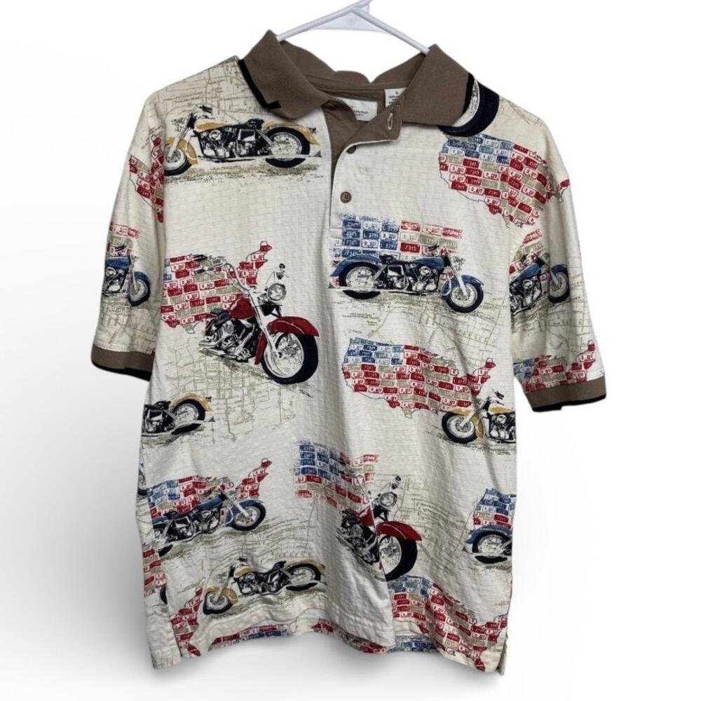 American Summer Vintage Style Motorcycle panhead H-D All-Over Print Polo - Small
